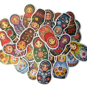 Colorful Matryoshka Doll Stickers Set